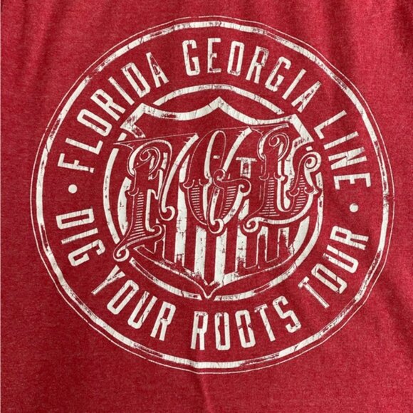 Gildan Red Florida Georgia Line Crew Neck Band Tee S - Picture 3 of 13